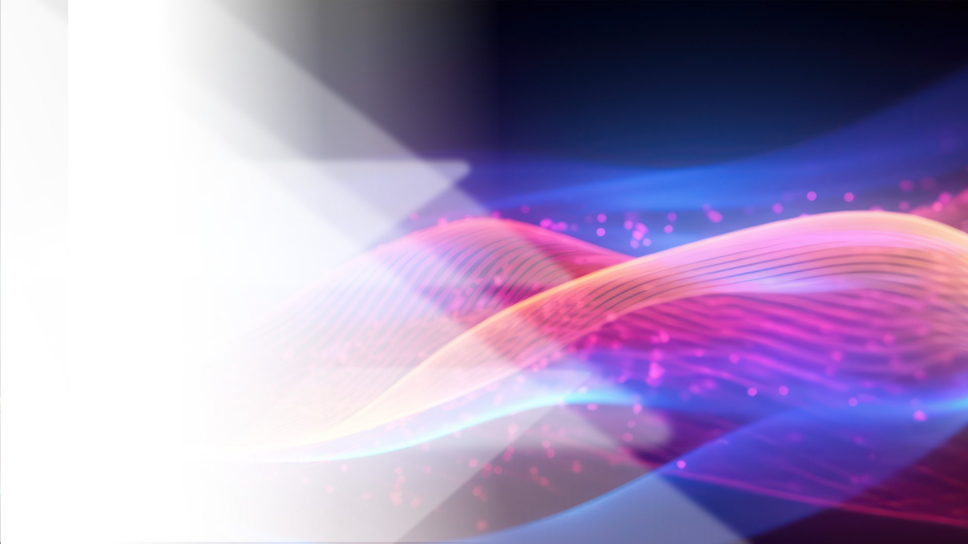 Representación 3D, fondo abstracto con líneas de neón rosadas y azules que resplandecen con luz ultravioleta y luces desenfocadas. Concepto de transferencia de datos. Fondo de pantalla futurista digital